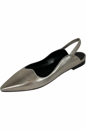 MARA BINI Schoenen, Dames, Grijs, 39 EU, Leer, Champagne Gouden Slingback Hakken