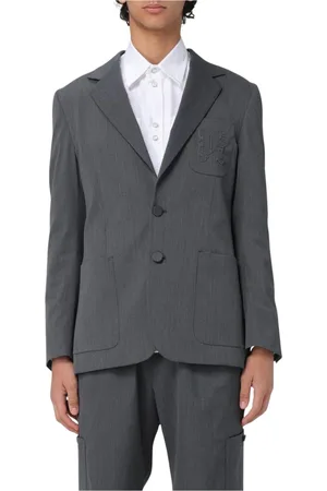 Palm Angels Pakken, Heren, Grijs, XL, Grijze Geborduurde Blazer voor Mannen