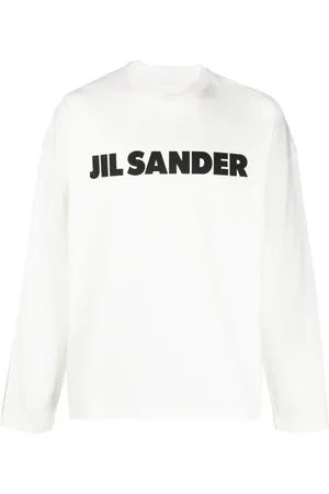 Jil Sander Sweatshirts & Hoodies, Heren, Wit, S, Katoen, Logo-Print Katoenen Sweatshirt