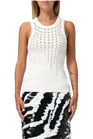 Des Phemmes Tops, Dames, Wit, S, Kristal Geribbelde Tanktop