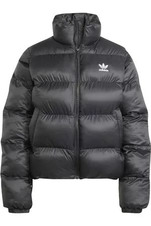 adidas Jassen, Dames, Zwart, L, Polyester, Korte Pufferjas Zwart Stijlvol Functioneel