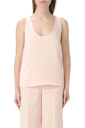 Twin-Set Tops, Dames, Roze, M, Roze Zijden Mouwloze Top