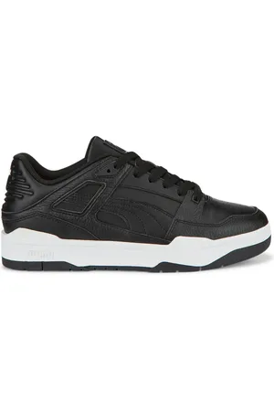 PUMA Schoenen, Heren, Zwart, 47 EU, Leer, Slipstream Leer Zwart-Wit Sneakers