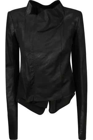 Rick Owens Jassen, Dames, Zwart, M, Lage Kraag Jas
