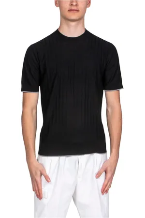 Paolo Pecora Tops, Heren, Zwart, S, Zwarte Crewneck Sweater voor Mannen