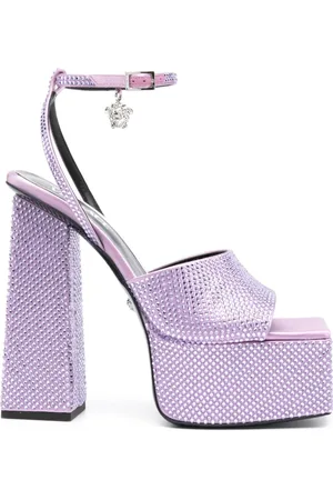 VERSACE Schoenen, Dames, Paars, 39 EU, Stijlvolle Sandalen voor de Zomer