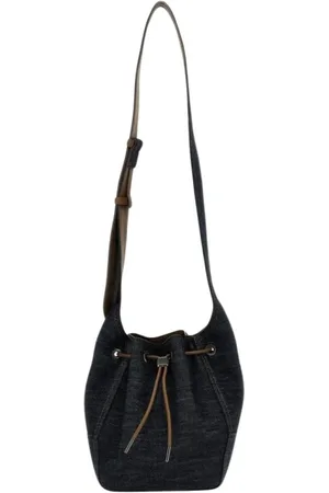 Brunello Cucinelli Tassen, Dames, Blauw, ONE Size, Denim, Blauwe Denim Crossbody Bucket Tas