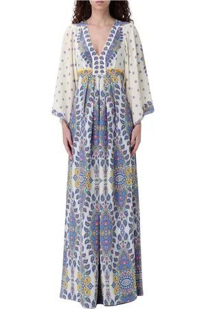 Etro Kleedjes, Dames, Blauw, XS, Blauwe Paisley Maxi Jurk
