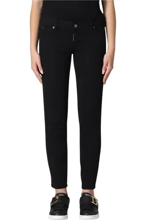 Dsquared2 Jeans, Dames, Zwart, M, Katoen, Zwarte Bull Cropped Skinny Jeans