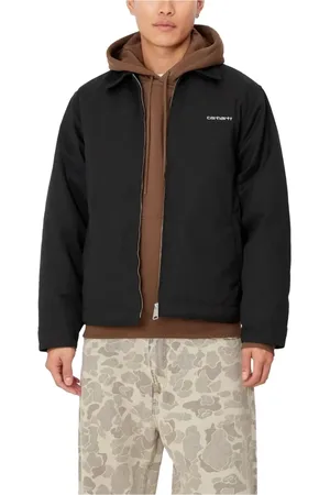 Carhartt Jassen, Heren, Zwart, M, Katoen, Script Jack Zwart Wit Stijlvol Functioneel