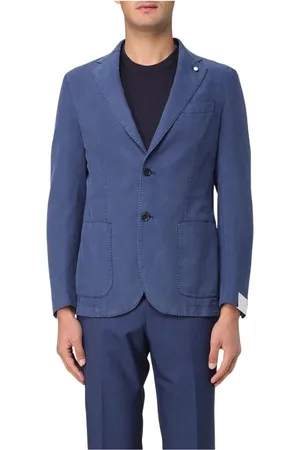 LUIGI BIANCHI MANTOVA Jassen, Heren, Blauw, M, Katoen, Tijdloos Blauw Pak Jas