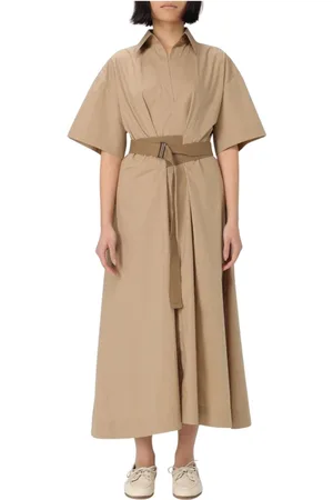 Brunello Cucinelli Kleedjes, Dames, , L, Katoen, Elegante Katoenen Overhemdjurk