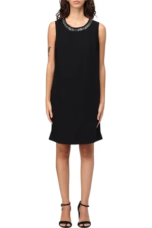Liu Jo Kleedjes, Dames, Zwart, XS, Zwarte Shift Jurk met Versierde Hals