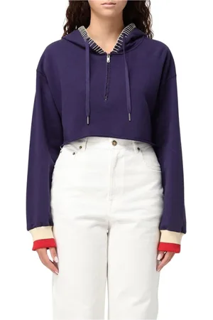Golden Goose Sweatshirts & Hoodies, Dames, Blauw, M, Katoen, Blauwe Half Zip Hoodie Sweatshirt