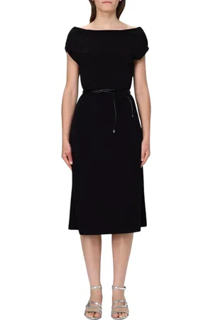 Patrizia Pepe Kleedjes, Dames, Zwart, S, Elegante Bootnek Midi Jurk