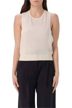 Elisabetta Franchi Tops, Dames, , L, Elegante Gebreide Trui met Geribbelde Details