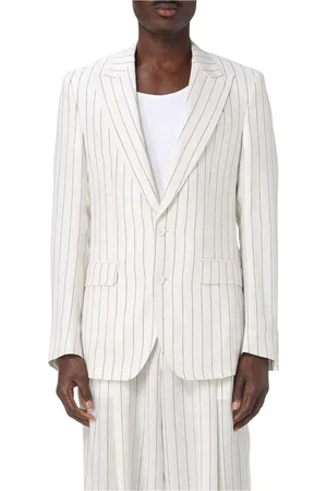 Dolce & Gabbana Jassen, Heren, , M, Linnen, Witte Pinstripe Linnen Blazer
