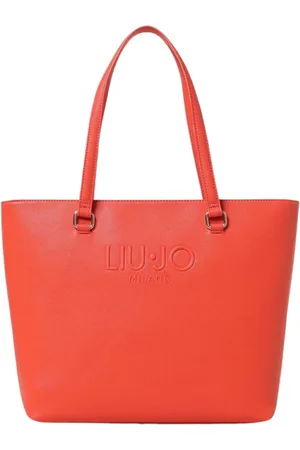 Liu Jo Tassen, Dames, Oranje, ONE Size, Leer, Schoudertas met reliëflogo