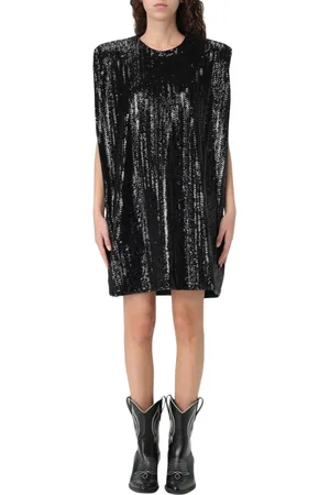 Golden Goose Kleedjes, Dames, Zwart, XL, Pailletten, Zwarte Pailletten Mini Jurk Elegante Stijl