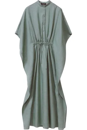 Fabiana Filippi Kleedjes, Dames, Groen, XS, Linnen, Elegante Linnen Maxi Jurk Teal