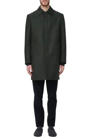 FAY Mantels, Heren, Groen, L, Wol, Blauwe Klassieke Overjas Stijl