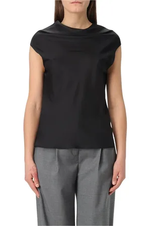 Serafini Tops, Dames, Zwart, XL, Elegante Zwarte Korte Mouw Top