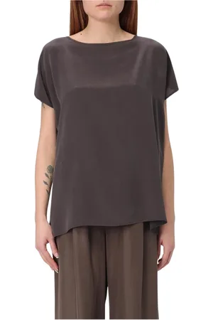 ALYSI Blouses & Shirts, Dames, Grijs, M, Witte Boothals Blouse
