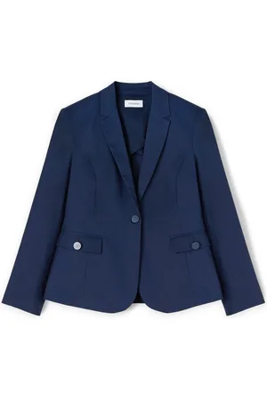 Motivi Jassen, Dames, Blauw, S, Katoen, Single-breasted blazer van technisch katoen