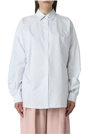 Stella McCartney Blouses & Shirts, Dames, Blauw, M, Katoen, Blauw Gestreept Katoenen Overhemd