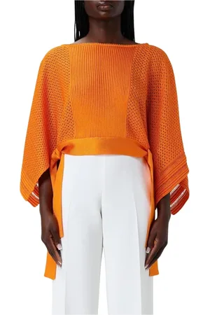 Alberta Ferretti Truien, Dames, Oranje, S, Levendige Oranje Gebreide Pullover Sweater