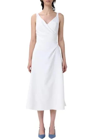 ERMANNO SCERVINO Kleedjes, Dames, Wit, S, Rode V-hals Midi Jurk