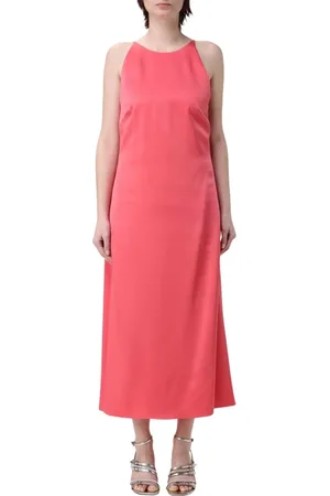 HUGO BOSS Kleedjes, Dames, Oranje, 4Xs, Elegante Perzik A-lijn Jurk