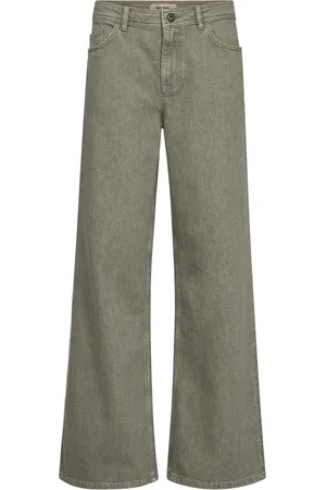 Mos Mosh Jeans, Dames, Grijs, W26, Katoen, Wijde Pijp Hoge Taille Jeans Shadow