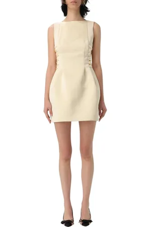 Elisabetta Franchi Kleedjes, Dames, Geel, M, Blauwe Elegante Jurk met Zijveters