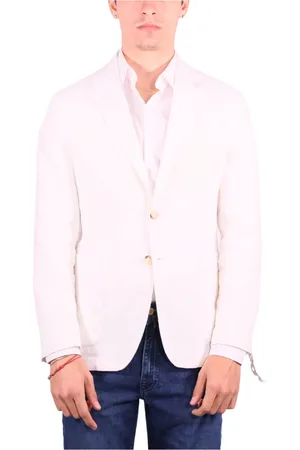 Manuel Ritz Jassen, Heren, Wit, 2Xl, Linnen, Witte Linnen Jas Nuvola Lijn