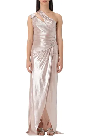 Pinko Kleedjes, Dames, , L, Elegante Metallic One-Shoulder Jurk