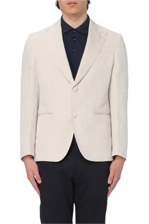 HUGO BOSS Jassen, Heren, , M, Linnen, Linnen Pak Jas Klassieke Stijl