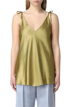 ALYSI Tops, Dames, Groen, S, Groene Zijden Tanktop