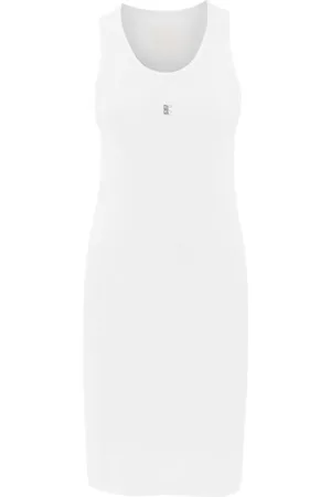 Givenchy Kleedjes, Dames, Wit, M, Katoen, Geribbelde Gebreide Tankjurk
