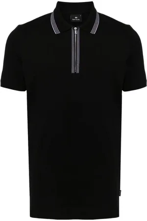 Paul Smith Tops, Heren, Zwart, XS, Katoen, Polo shirt van katoen met gestreepte kraag