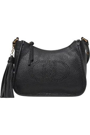 Liu Jo Tassen, Dames, Zwart, ONE Size, Leer, Zwarte Crossbody Tas met Kwastje
