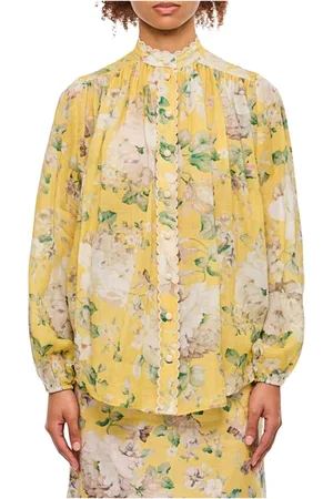 ZIMMERMANN Blouses & Shirts, Dames, Veelkleurig, S, Linnen, Bloemen Linnen Overhemd voor Vrouwen