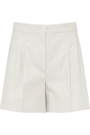 Max Mara Korte broeken, Dames, Grijs, S, Katoen, Zilveren katoen-linnen shorts Favilla