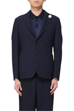 HUGO BOSS Jassen, Heren, Blauw, M, Leer, Stijlvolle Blauwe Blazer met Inkeping Revers