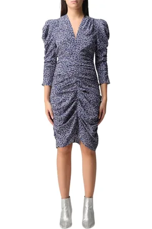 Isabel Marant Kleedjes, Dames, Blauw, M, Blauwe Bloemen Midi Jurk