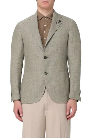 LARDINI Jassen, Heren, Groen, L, Linnen, Groene Linnen Blazer