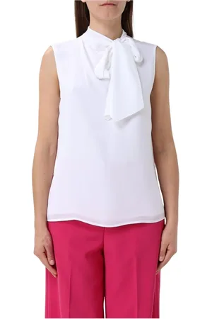 Liu Jo Tops, Dames, Wit, M, Polyester, Roze Strik Hals Blouse