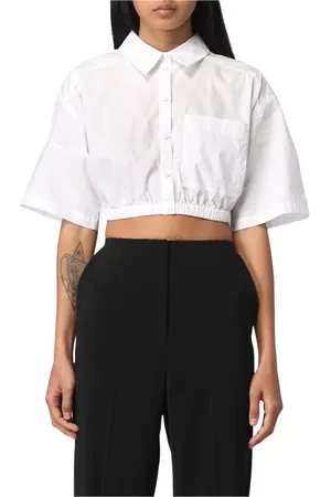 Patrizia Pepe Blouses & Shirts, Dames, Wit, M, Katoen, Witte Katoenen Overhemd Met Knoopsluiting