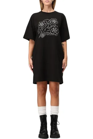 Kenzo Kleedjes, Dames, Zwart, L, Katoen, Chique Zwarte Mini Jurk