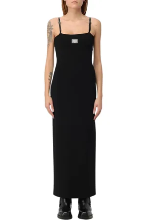 Acne Studios Kleedjes, Dames, Zwart, S, Zwarte Ribgebreide Maxi Jurk Mouwloos